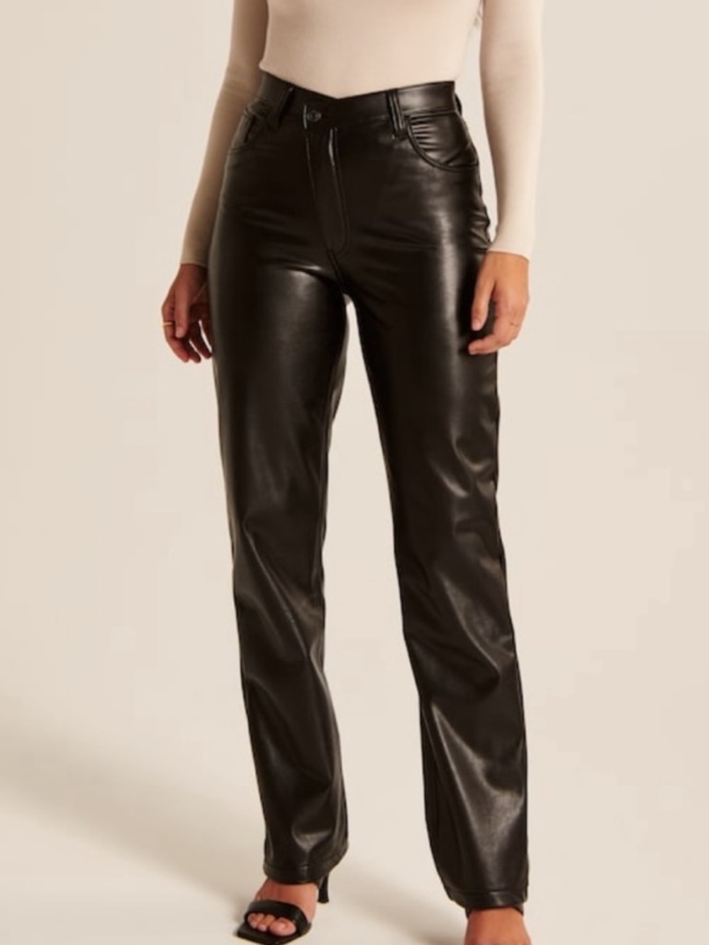 Abercrombie & Fitch Black The 90s Straight Ultra High Rise Leather pants